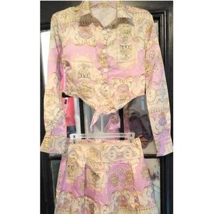 Womens crop top/skirt set size Large